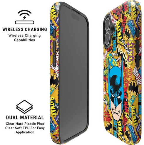 DC Comics Batman Mask Vintage Pattern iPhone 16 Plus Magsafe Impact Case