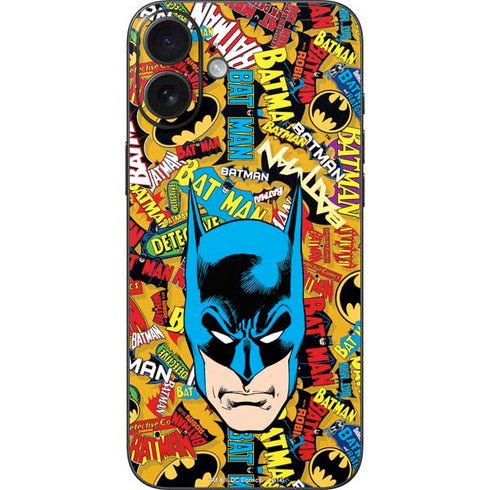 DC Comics Batman Mask Vintage Pattern iPhone 16 Plus Skin