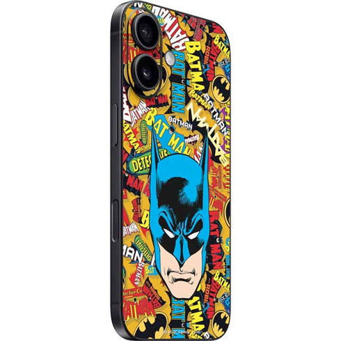 DC Comics Batman Mask Vintage Pattern iPhone 16 Plus Skin