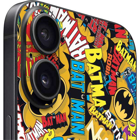 DC Comics Batman Mask Vintage Pattern iPhone 16 Plus Skin