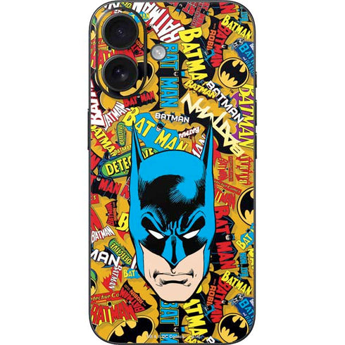 DC Comics Batman Mask Vintage Pattern iPhone 16 Skin