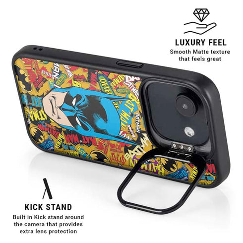 DC Comics Batman Mask Vintage Pattern iPhone 16e Kickstand Case