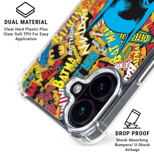 DC Comics Batman Mask Vintage Pattern iPhone 17 Clear Case