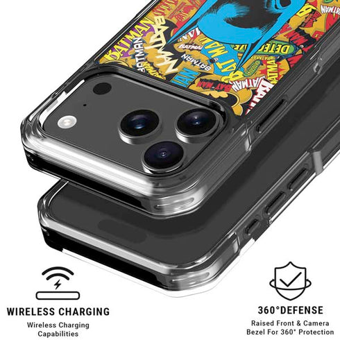 DC Comics Batman Mask Vintage Pattern iPhone 18 Pro Clear Case