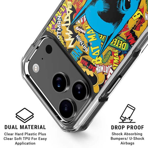 DC Comics Batman Mask Vintage Pattern iPhone 18 Pro Clear Case