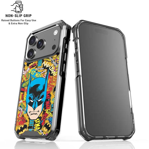 DC Comics Batman Mask Vintage Pattern iPhone 18 Pro Clear Case
