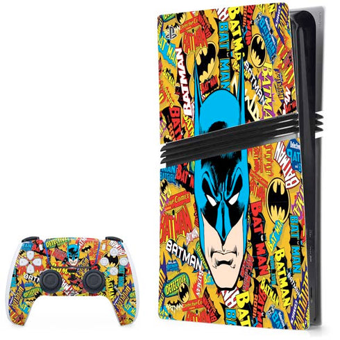 DC Comics Batman Mask Vintage Pattern PS5 Pro Bundle Skin
