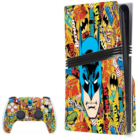 DC Comics Batman Mask Vintage Pattern PS5 Pro Disk Bundle Skin
