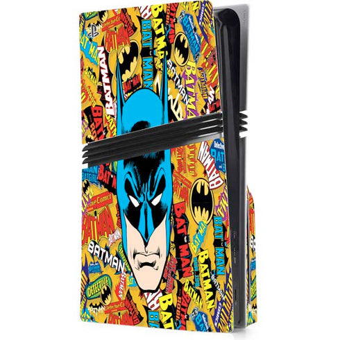 DC Comics Batman Mask Vintage Pattern PS5 Pro Disk Console Skin