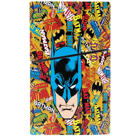 DC Comics Batman Mask Vintage Pattern PS5 Slim Digital Edition Console Skin