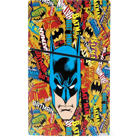 DC Comics Batman Mask Vintage Pattern PS5 Slim Digital Edition Console Skin