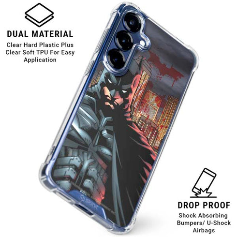 DC Comics Batman The Dark Knight Comic Art in Gotham City Galaxy S25 Plus Clear Case