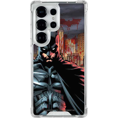 DC Comics Batman The Dark Knight Comic Art in Gotham City Galaxy S25 Ultra Clear Case