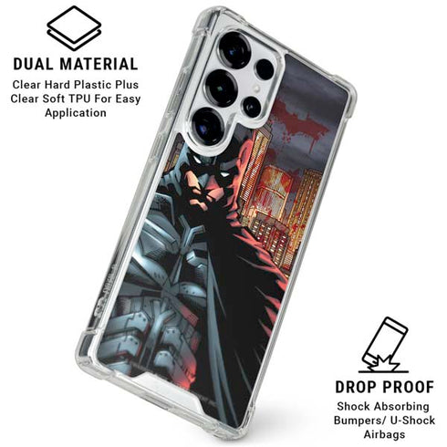 DC Comics Batman The Dark Knight Comic Art in Gotham City Galaxy S25 Ultra Clear Case