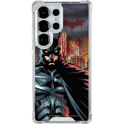 DC Comics Batman The Dark Knight Comic Art in Gotham City Galaxy S26 Ultra Clear Case