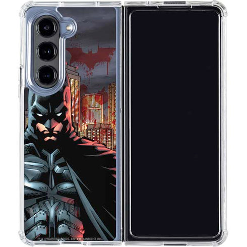 DC Comics Batman The Dark Knight Comic Art in Gotham City Galaxy Z Fold5 5G Clear Case