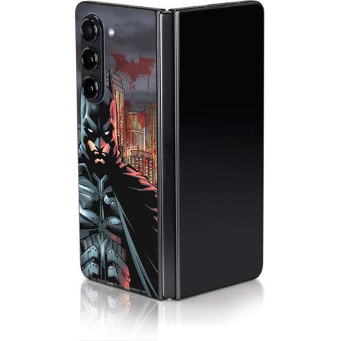 DC Comics Batman The Dark Knight Comic Art in Gotham City Galaxy Z Fold5 5G Skin