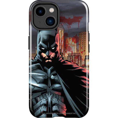 DC Comics Batman The Dark Knight Comic Art in Gotham City iPhone 15 Impact Case