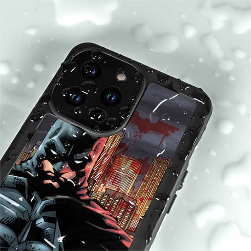 DC Comics Batman The Dark Knight Comic Art in Gotham City iPhone 15 Pro Waterproof Case