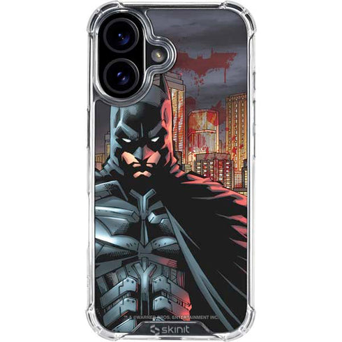 DC Comics Batman The Dark Knight Comic Art in Gotham City iPhone 16 Clear Case