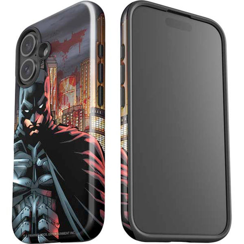DC Comics Batman The Dark Knight Comic Art in Gotham City iPhone 16 Impact Case