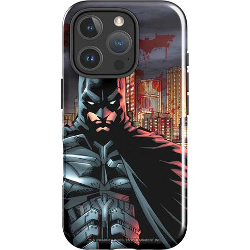 DC Comics Batman The Dark Knight Comic Art in Gotham City iPhone 16 Pro Impact Case