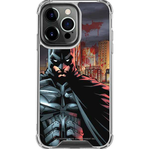 DC Comics Batman The Dark Knight Comic Art in Gotham City iPhone 16 Pro Max Clear Case