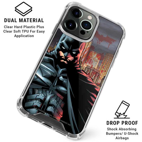 DC Comics Batman The Dark Knight Comic Art in Gotham City iPhone 16 Pro Max Clear Case