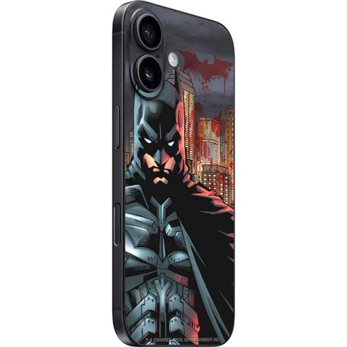 DC Comics Batman The Dark Knight Comic Art in Gotham City iPhone 16 Skin