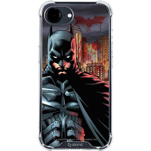 DC Comics Batman The Dark Knight Comic Art in Gotham City iPhone 16e Clear Case