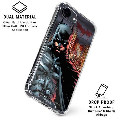DC Comics Batman The Dark Knight Comic Art in Gotham City iPhone 16e Clear Case