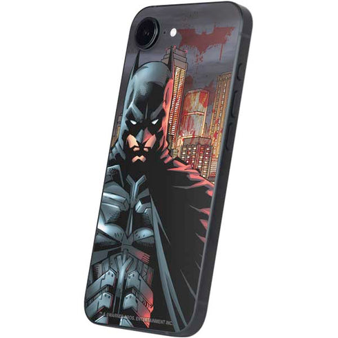 DC Comics Batman The Dark Knight Comic Art in Gotham City iPhone 16e Skin