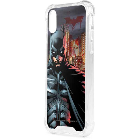 DC Comics Batman The Dark Knight Comic Art in Gotham City iPhone XS Clear Case