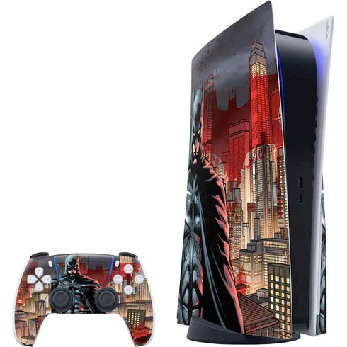 DC Comics Batman The Dark Knight Comic Art in Gotham City PlayStation PS5 Skins
