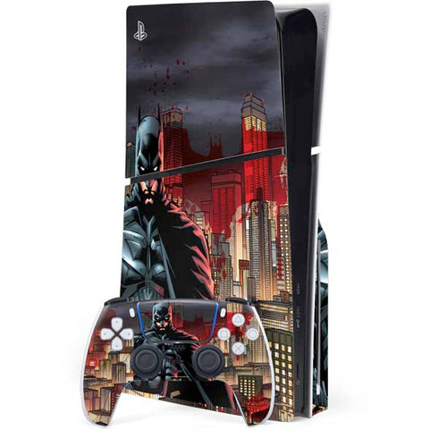 DC Comics Batman The Dark Knight Comic Art in Gotham City PlayStation PS5 Skins