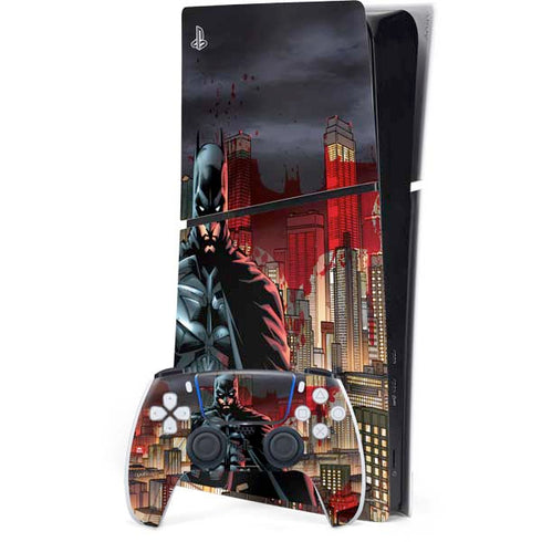 DC Comics Batman The Dark Knight Comic Art in Gotham City PlayStation PS5 Skins