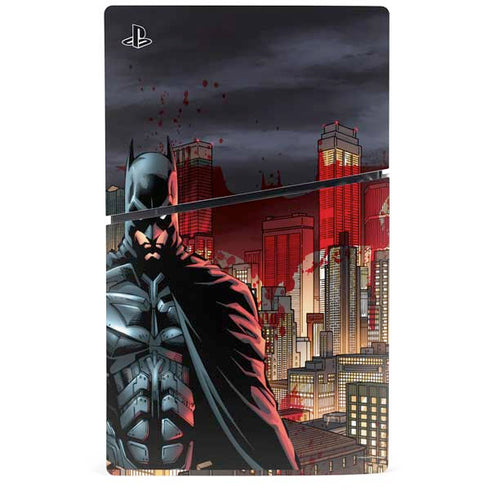 DC Comics Batman The Dark Knight Comic Art in Gotham City PS5 Slim Digital Edition Console Skin