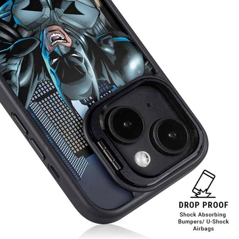 DC Comics Batman Dark Knight Comic Art Action Pose iPhone 15 Plus Kickstand Case
