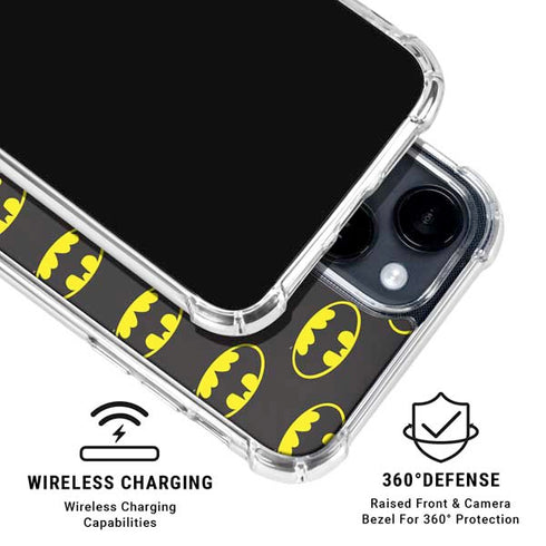 DC Comics Batman Logo All Over Print iPhone 15 Clear Case