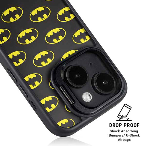 DC Comics Batman Logo All Over Print iPhone 15 Kickstand Case