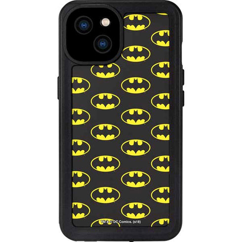 DC Comics Batman Logo All Over Print iPhone 15 Plus Waterproof Case