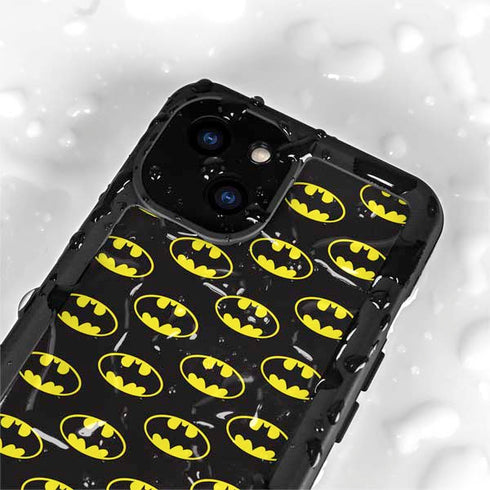 DC Comics Batman Logo All Over Print iPhone 15 Plus Waterproof Case