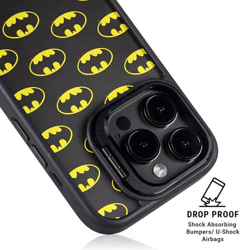 DC Comics Batman Logo All Over Print iPhone 15 Pro Kickstand Case