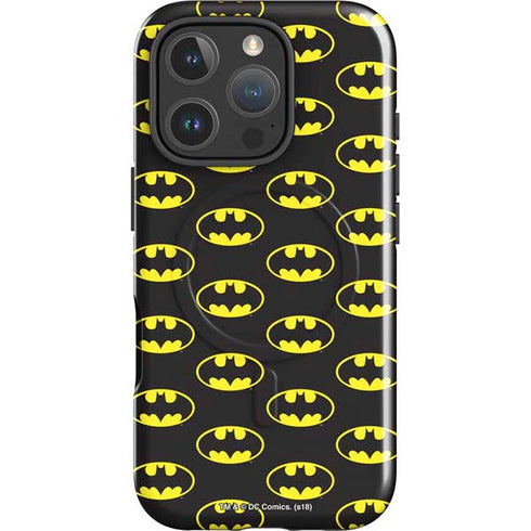 DC Comics Batman Logo All Over Print iPhone 16 Pro Magsafe Impact Case