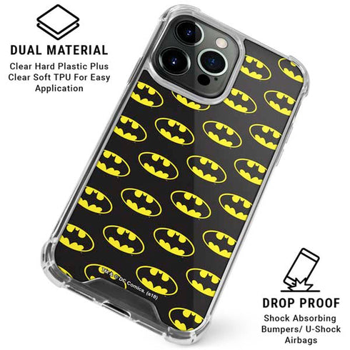 DC Comics Batman Logo All Over Print iPhone 16 Pro Max Clear Case