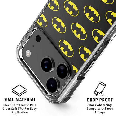 DC Comics Batman Logo All Over Print iPhone 17 Pro Clear Case