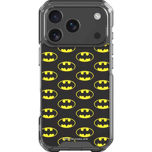 DC Comics Batman Logo All Over Print iPhone 18 Pro Clear Case