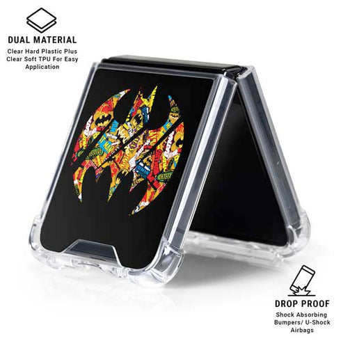 DC Comics Batman Silhouette Logo Vintage Pattern Galaxy Z Flip6 Clear Case