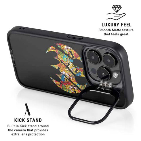 DC Comics Batman Silhouette Logo Vintage Pattern iPhone 13 Pro Max Kickstand Case