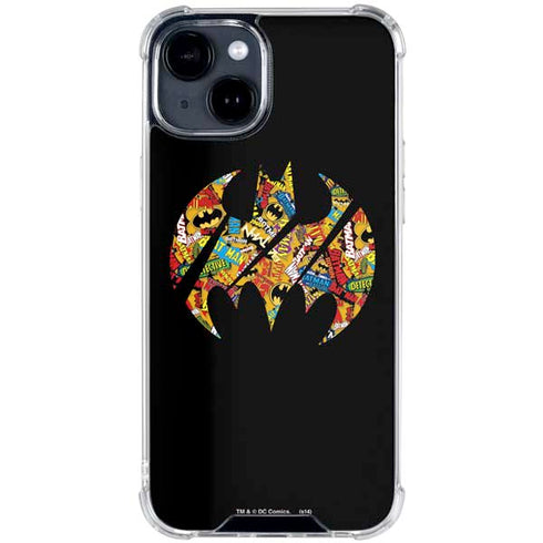 DC Comics Batman Silhouette Logo Vintage Pattern iPhone 15 Clear Case